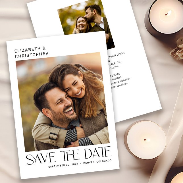 Modern Minimalist Typography 2 Photo Save The Date (Creator Uploaded)