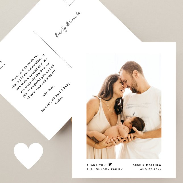 Modern Minimalist Typography Baby Shower Photo Postcard (Creator Uploaded)