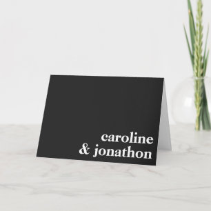 Modern Minimalist Typography Couple Names Black Note Card