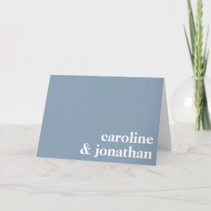 Modern Minimalist Typography Couple Names Blue Note Card