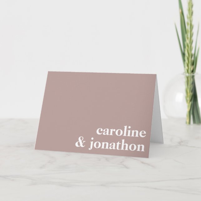 Modern Minimalist Typography Couple Names | Mauve Note Card (Front)