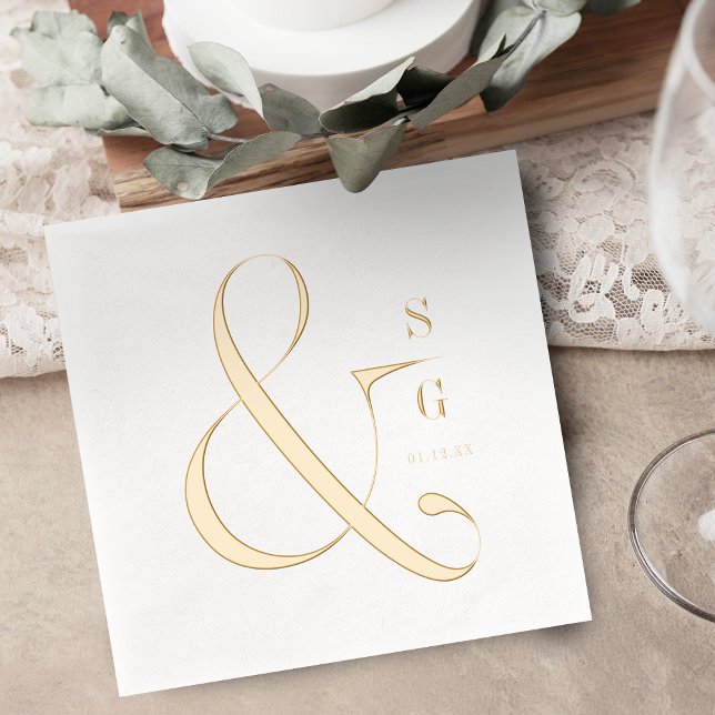 Modern minimalist typography couples monogram (Modern minimalist typography couples monogram foil napkins)