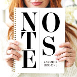 Modern Minimalist Typography Custom Name Notes Planner<br><div class="desc">This sleek and modern design features bold black typography spelling "NOTES" in a contemporary split layout. The minimalist black-and-white colour scheme makes it versatile and timeless, while the custom name adds a personal touch. Ideal for professionals, students, or anyone who values clean, elegant aesthetics. Perfect for staying organized or jotting...</div>