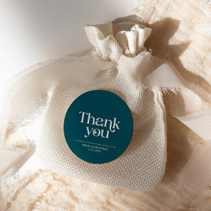 Modern Minimalist Typography Deep Teal Wedding Classic Round Sticker