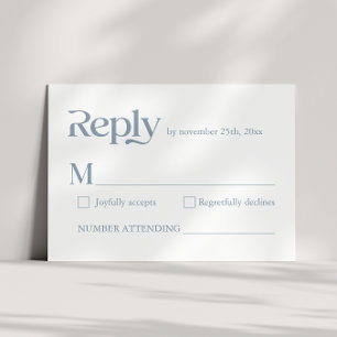 Modern Minimalist Typography Dusty Blue Wedding RSVP Card
