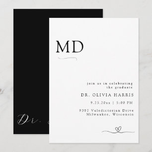 Modern Minimalist Typography MD Graduation Invitation