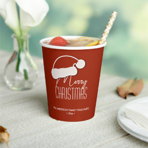 Modern Minimalist Typography Merry Christmas Party Paper Cups