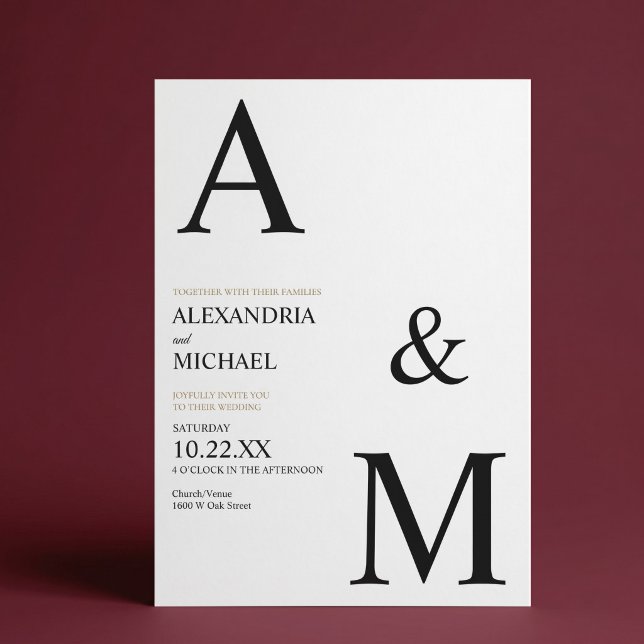 Modern Minimalist Typography Monogram Wedding Invitation (Creator Uploaded)