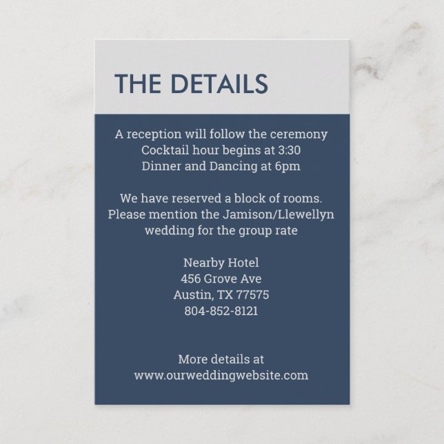 Modern Minimalist Typography Navy Blue Grey Enclosure Card (Front)