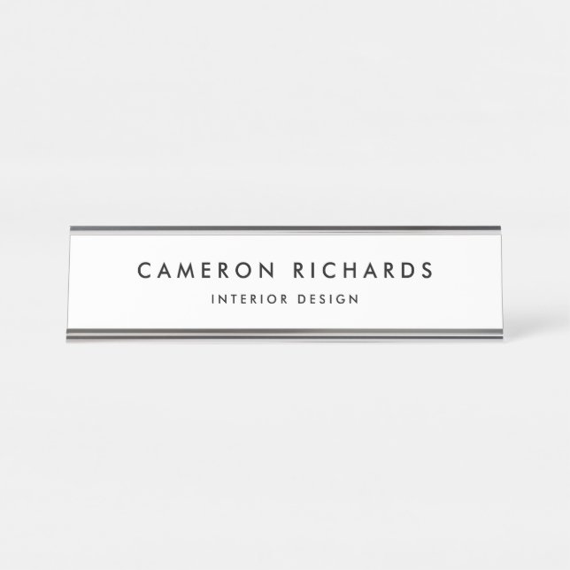 Modern Minimalist Typography Personalized Desk Name Plate (Front)
