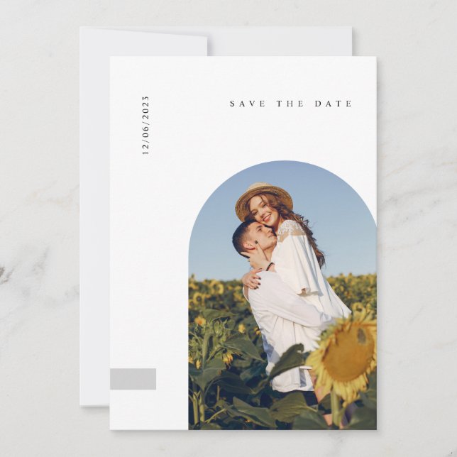 Modern Minimalist Typography Photo Wedding Save The Date (Front)
