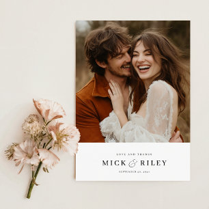 Modern Minimalist Typography Photo Wedding Thank You Card