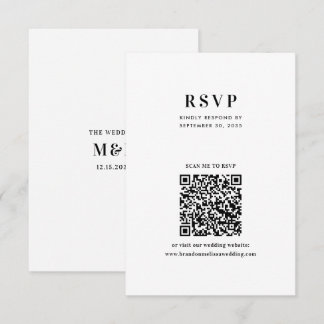 Modern Minimalist Typography QR Code Wedding RSVP Card