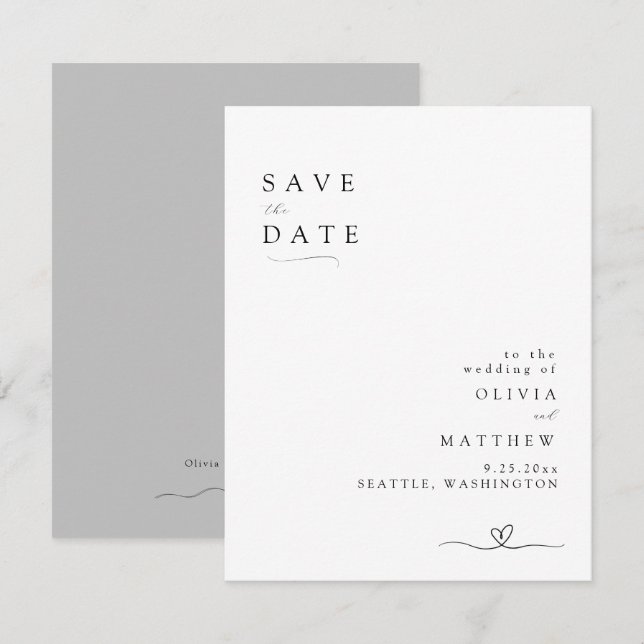 Modern Minimalist Typography Save the Date (Front/Back)