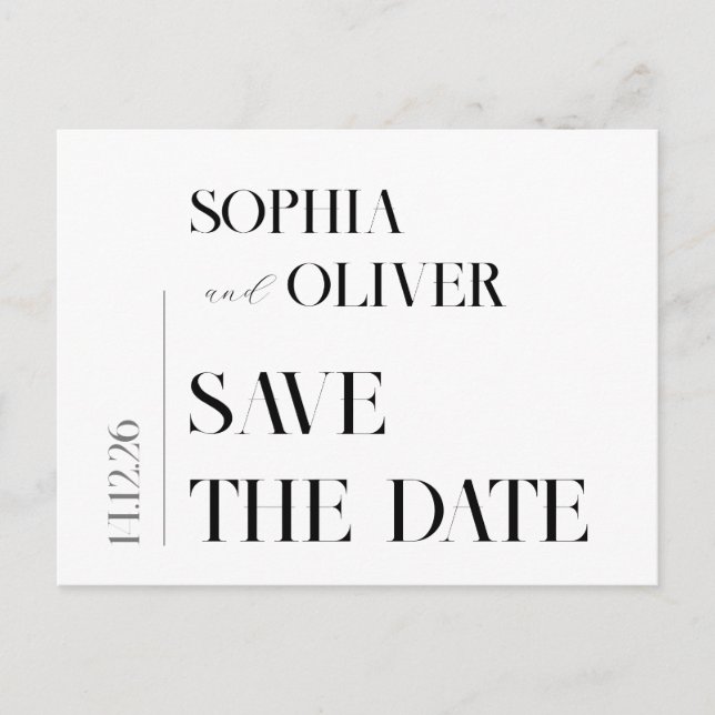 Modern minimalist typography save the date postcard (Front)