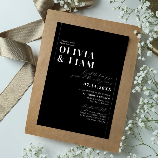 Modern Minimalist Typography Wedding Black Silver  (Creator Uploaded)