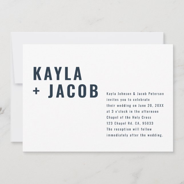 Modern + Minimalist Typography Wedding Invitation (Front)