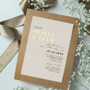 Modern Minimalist Typography Wedding Taupe Gold