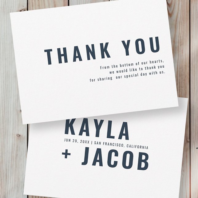 Modern + Minimalist Typography Wedding Thank You Card (Creator Uploaded)