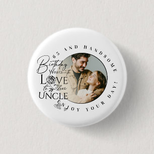 Modern Minimalist Uncle Typography Photo 1 Inch Round Button