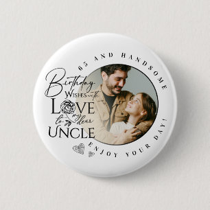 Modern Minimalist Uncle Typography Photo 2 Inch Round Button