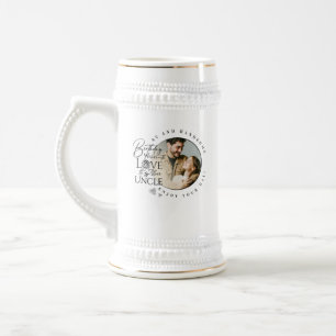 Modern Minimalist Uncle Typography Photo Beer Stein