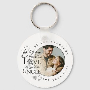 Modern Minimalist Uncle Typography Photo Keychain