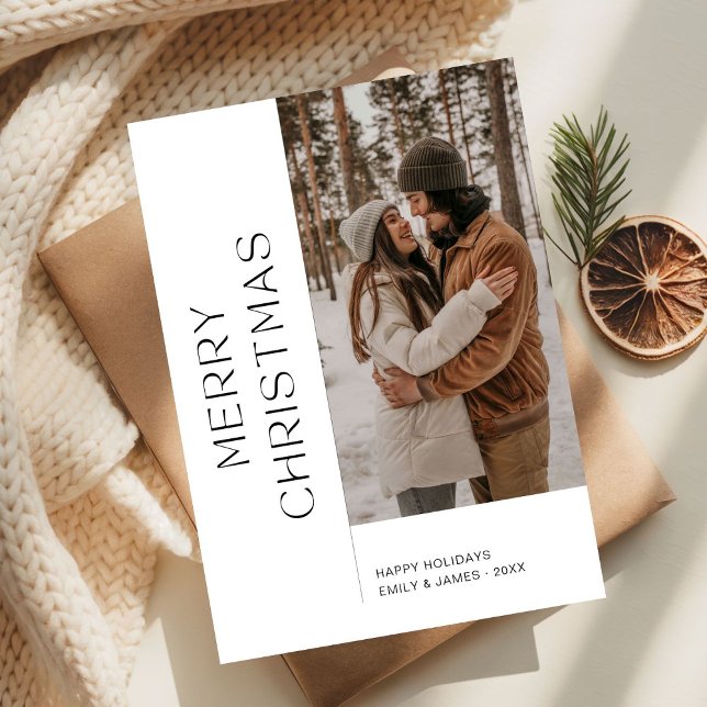 Modern Minimalist Unique Single Photo Christmas Holiday Card (Creator Uploaded)