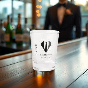 Modern Minimalist Usher Name Wedding Party Gift Shot Glass