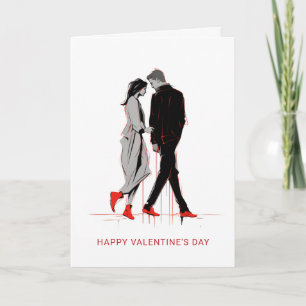 Modern Minimalist Valentine's Day Couple in Love Holiday Card