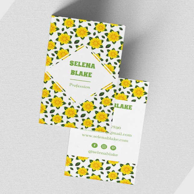 Modern Minimalist Vertical Floral Pattern  Business Card (Creator Uploaded)