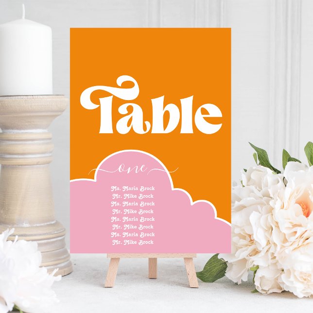Modern Minimalist Vibrant Orange and Pink Table Invitation (Creator Uploaded)