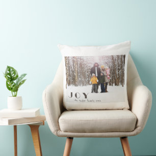Modern Minimalist Vintage Joy religious Photo Throw Pillow