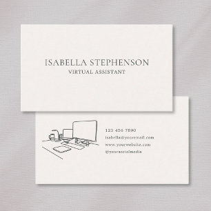 Modern Minimalist Virtual Assistant Professional  Business Card