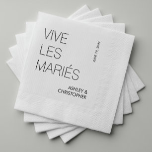 Modern Minimalist "Vive Les Mariés" Wedding Napkin