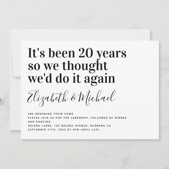 Modern Minimalist Vow Renewal Invitation (Front)