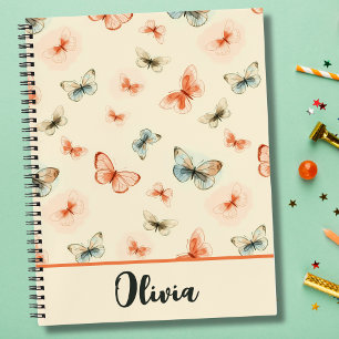 Modern Minimalist Watercolor Butterflies Notebook