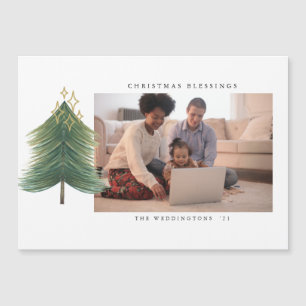 Modern Minimalist Watercolor Christmas Tree Photo 