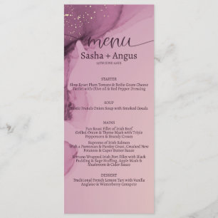 Modern Minimalist Watercolor Gold Glitter Wedding Menu