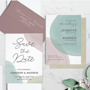 Modern Minimalist Watercolor Save The Date Invitation