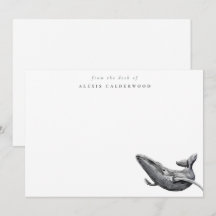 Modern Minimalist Watercolor Whale Personalized