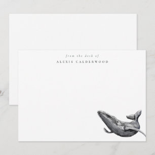 Modern Minimalist Watercolor Whale Personalized Card