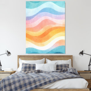 Modern Minimalist Wave • Neutral Abstract Art Canvas Print