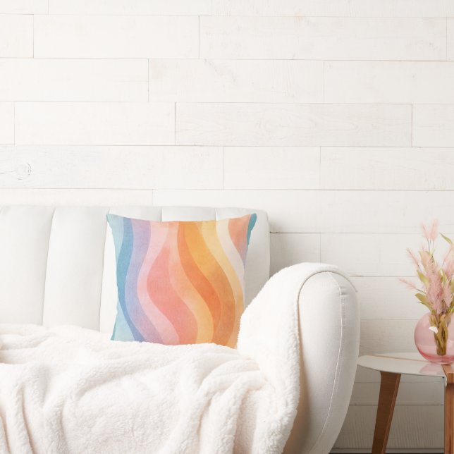 Modern Minimalist Wave Throw Pillow – Trendy 2026  (Couch)