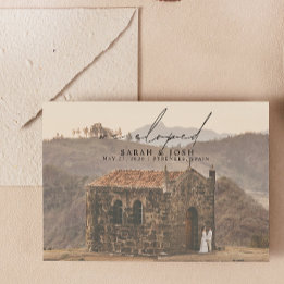 Modern Minimalist We Eloped Script Photo Wedding Announcement