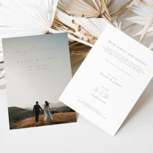 Modern Minimalist We Got Married Photo Wedding Ann Announcement