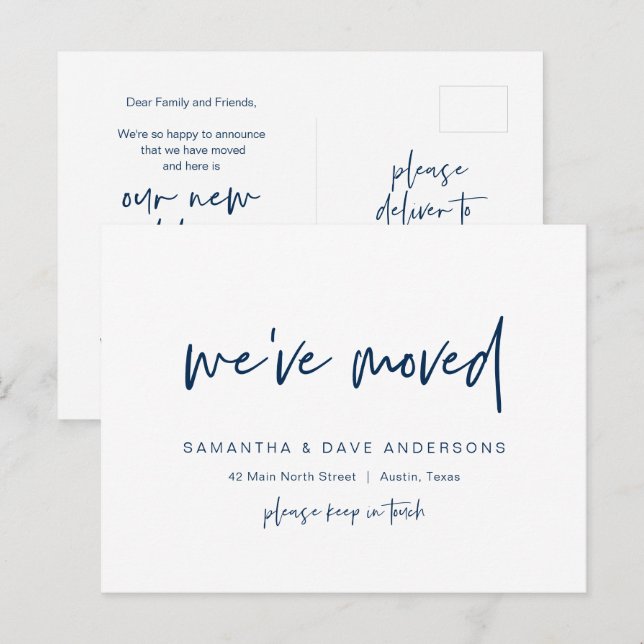 Modern minimalist, we have moved, Announcement Pos Postcard (Front/Back)
