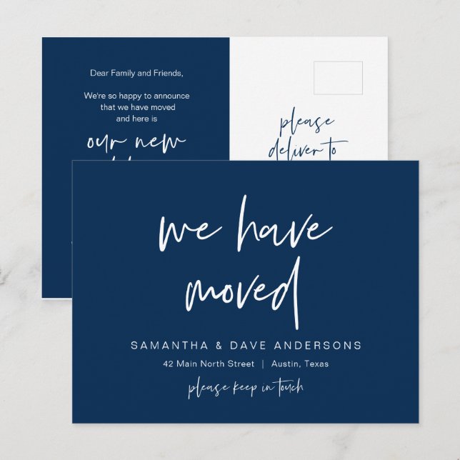 Modern minimalist, We have moved, Announcement Postcard (Front/Back)