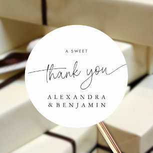 Modern Minimalist Wedding a Sweet Thank You Classic Round Sticker
