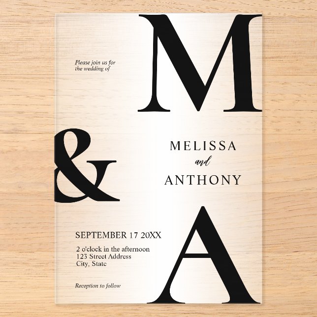 Modern Minimalist Wedding Acrylic Invitations (Front)